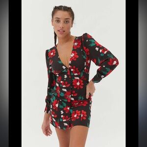 Urban Outfitters Black Floral Long Sleeve Dress